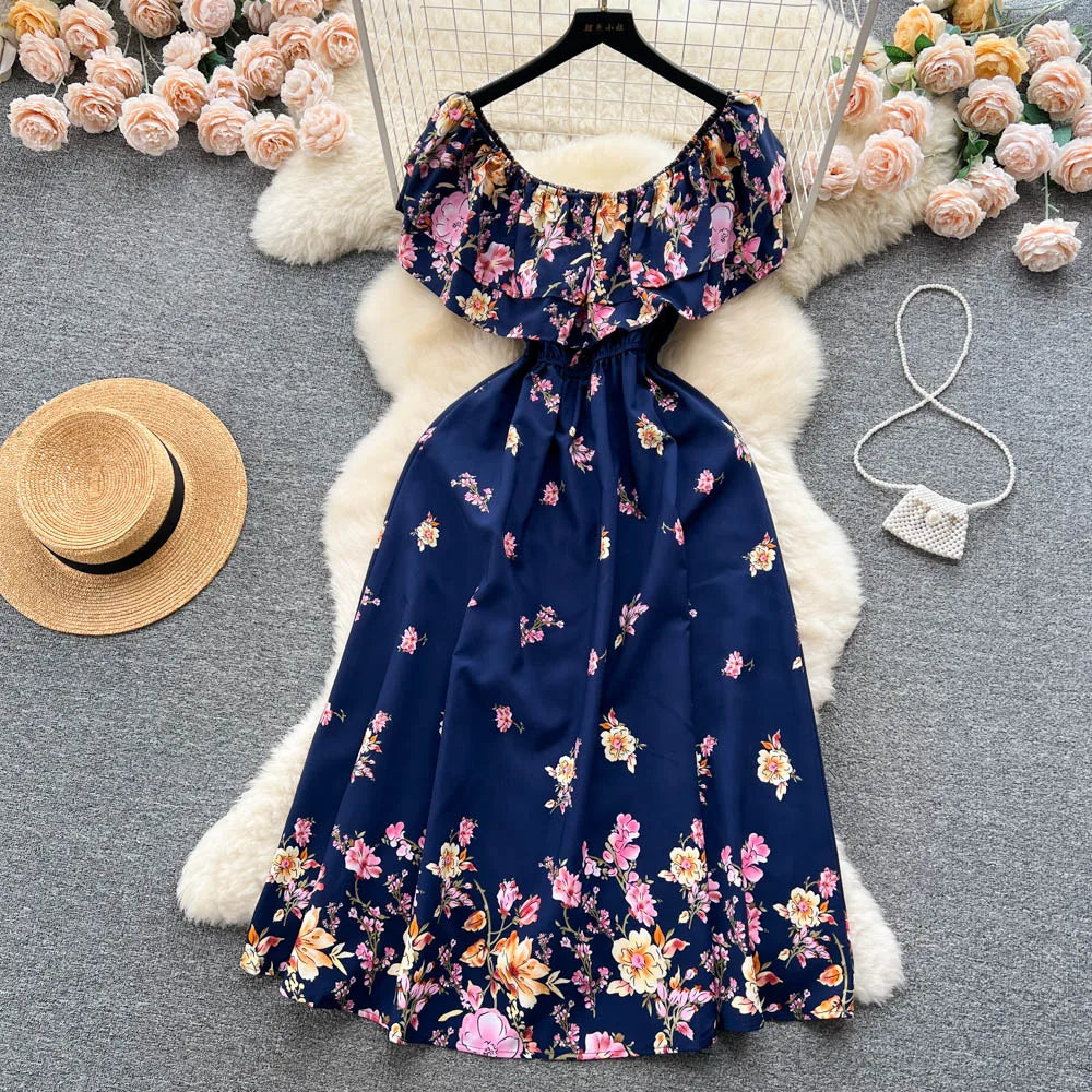 YuooMuoo 2025 New Fashion Floral Robe Print Long Dress Bohemian Women Summer Ruffle Maxi Sundress Elegant Party Vestidos
