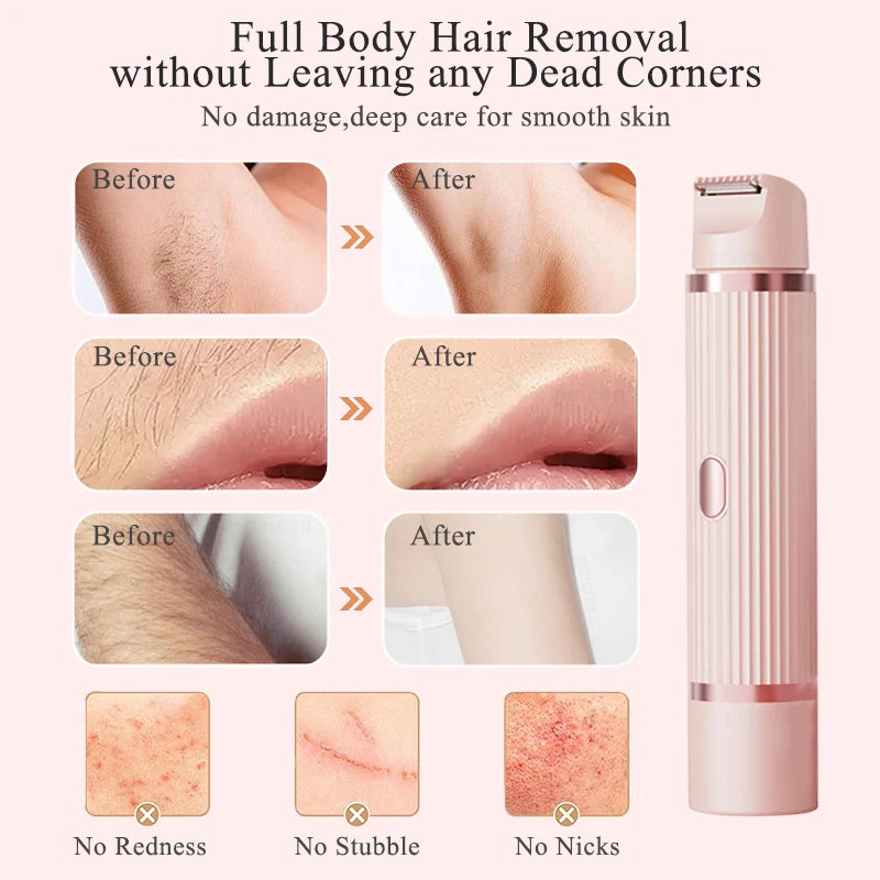 Hair Clipper Women Face Bikini Facial Body Epilator Female Leg Underarm Razors Electric Shaver Rechargeable Double Head Trimmer