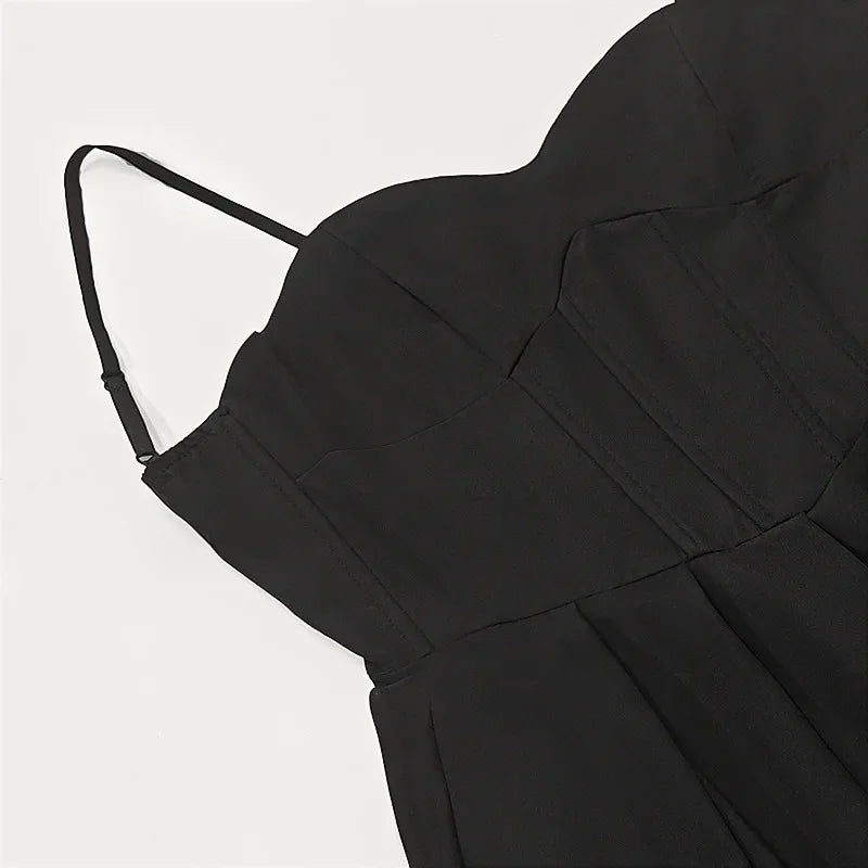 Sexy V-Neck Tank Long Dress Black Open-Back Sexy Dress Women's Summer New Arrival 2024 Fashion French Style Cross-Border Design
