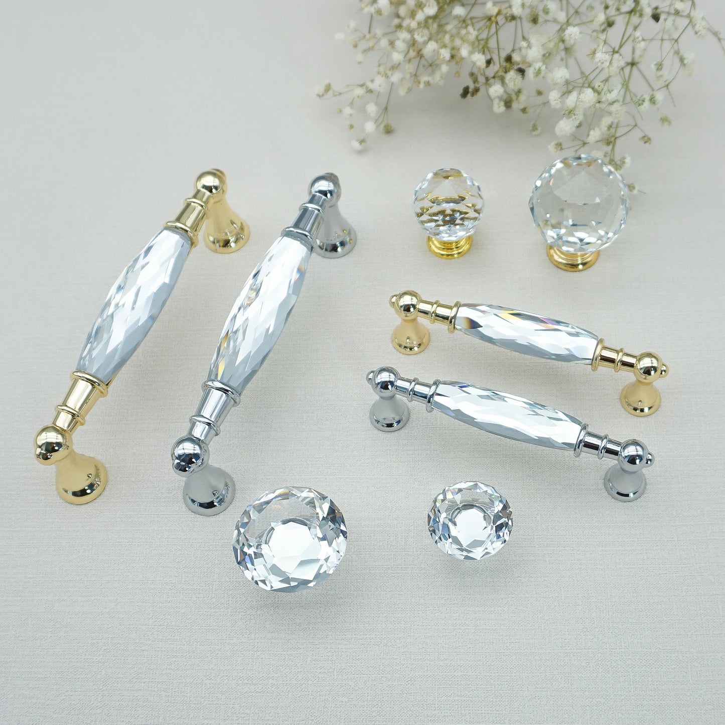 Gold Chrome Cabinet Handles Drawer Single Hole Knobs Luxury Wardrobe Dresser Pulls Modern Kitchen Accessories Furniture Hardware