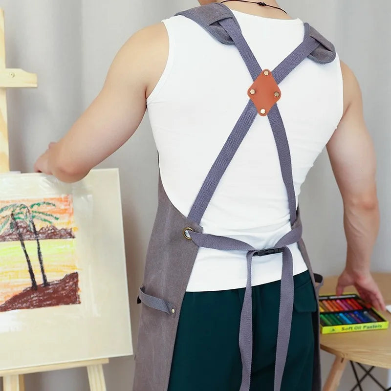 Thickened Canvas Apron Wholesale Cross-border Kitchen Garden Tools Apron Gardening Outdoor Storage Work Apron