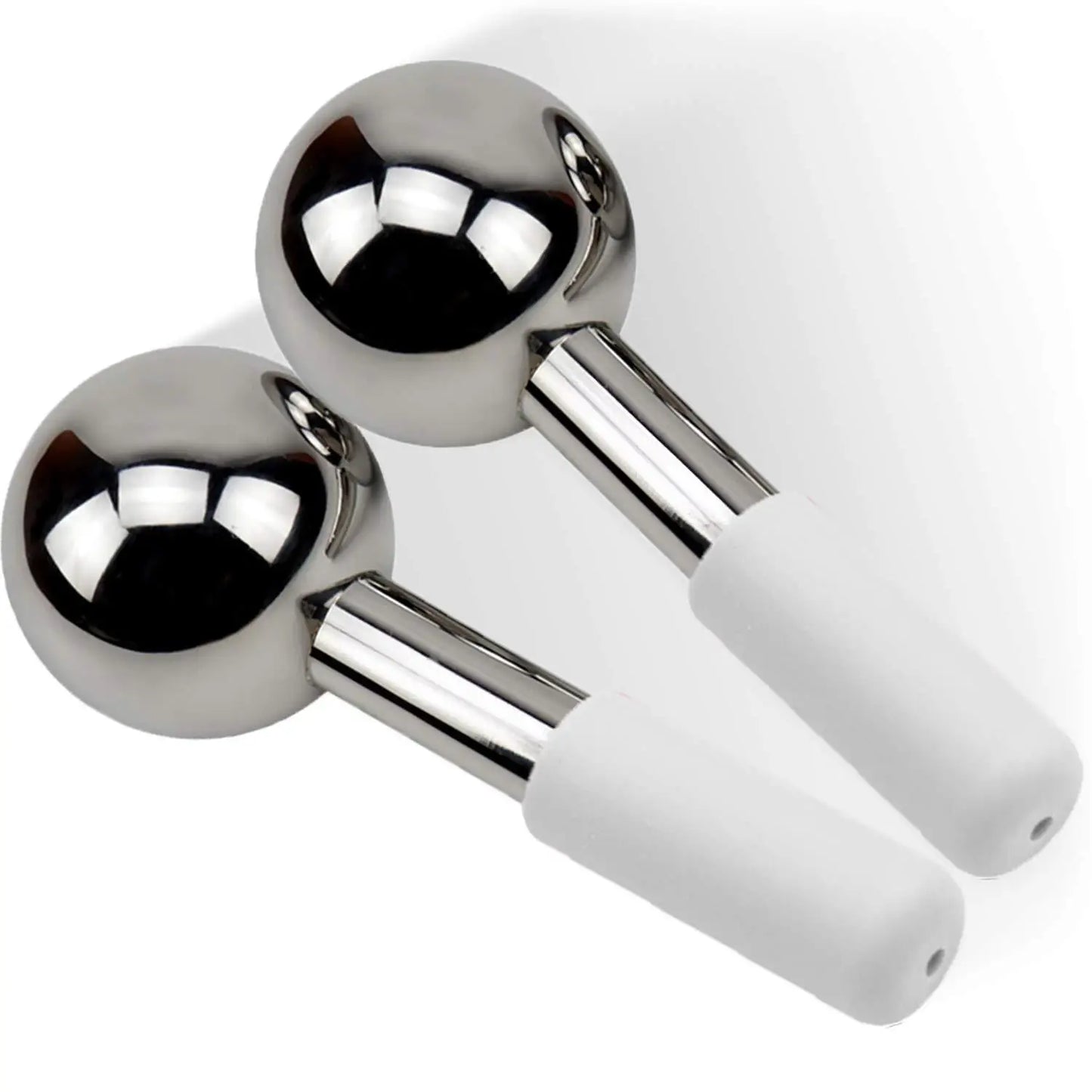 Mini 2pcs Ice Globes Stainless Steel Cryo Sticks for Face Eye Facial Cold Roller Cooling Globe for Puffiness Wrinkle Dark Circle