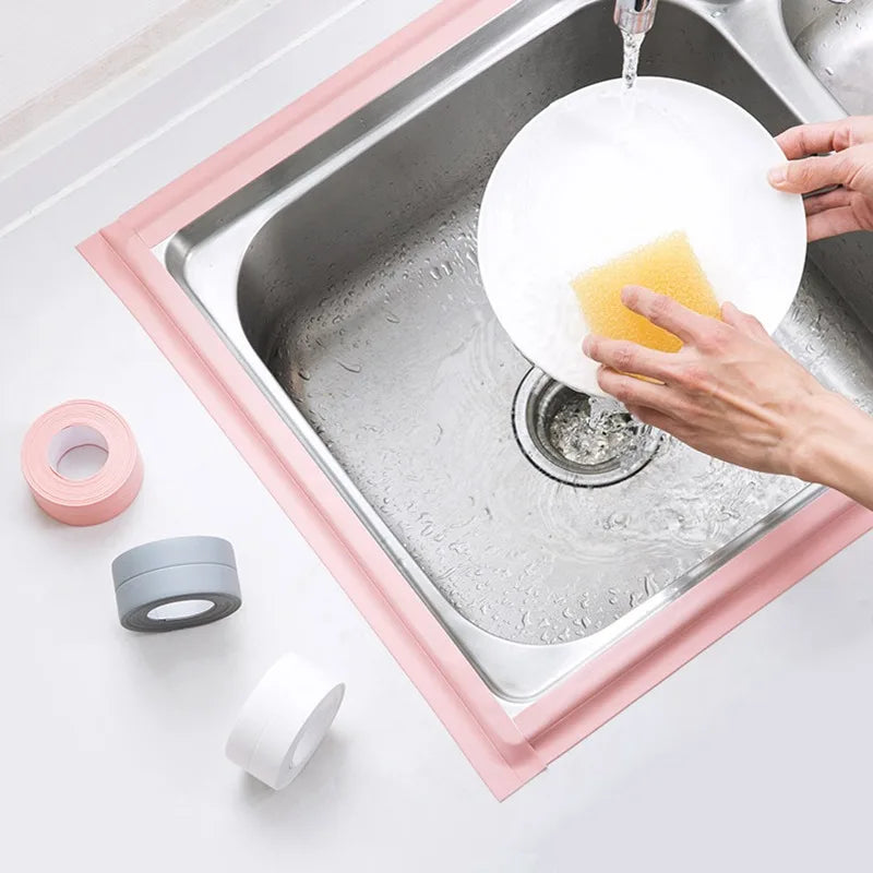 1m/3.2m*3.8cm PVC Waterproof Sealing Tape for Bathroom Kitchen Sink, Shower, Bathtub and Toilet - Self Adhesive Wall Stickers
