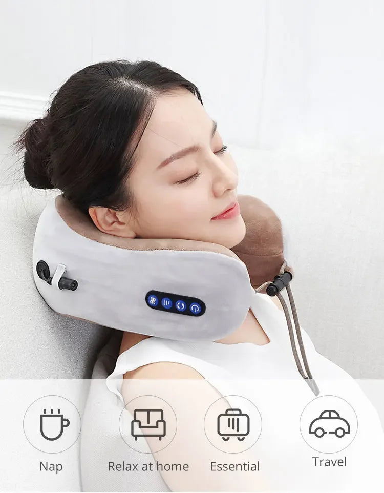 Multifunctional Portable U Shaped Electric Neck Massager Pillow Shoulder Cervical Outdoor Home Car Relaxing Massager