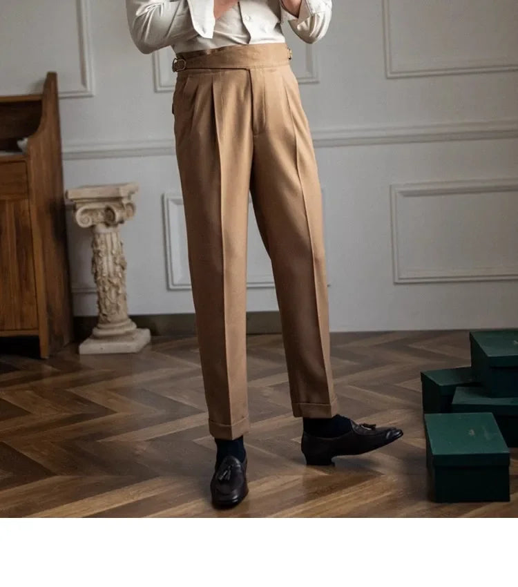 2023 Autumn/winter New Italian Style High-waisted Straight-leg Long Pants Casual Versatile Trousers For British Men