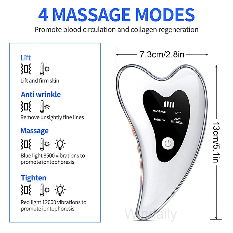 Electric Gua Sha Facial Massager Microcurrent Anti-Aging Face Lifter Skin Tightening Device Portable Face Sculpting Beauty Tool
