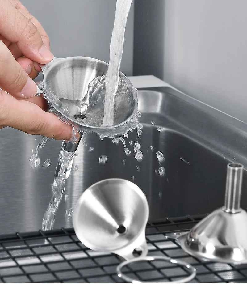 Stainless Steel Funnel Three-piece Set Mini Funnel Oil Spill Wine Spill Tool Liquid Dispenser Kitchen Funnel Set Entonnoir