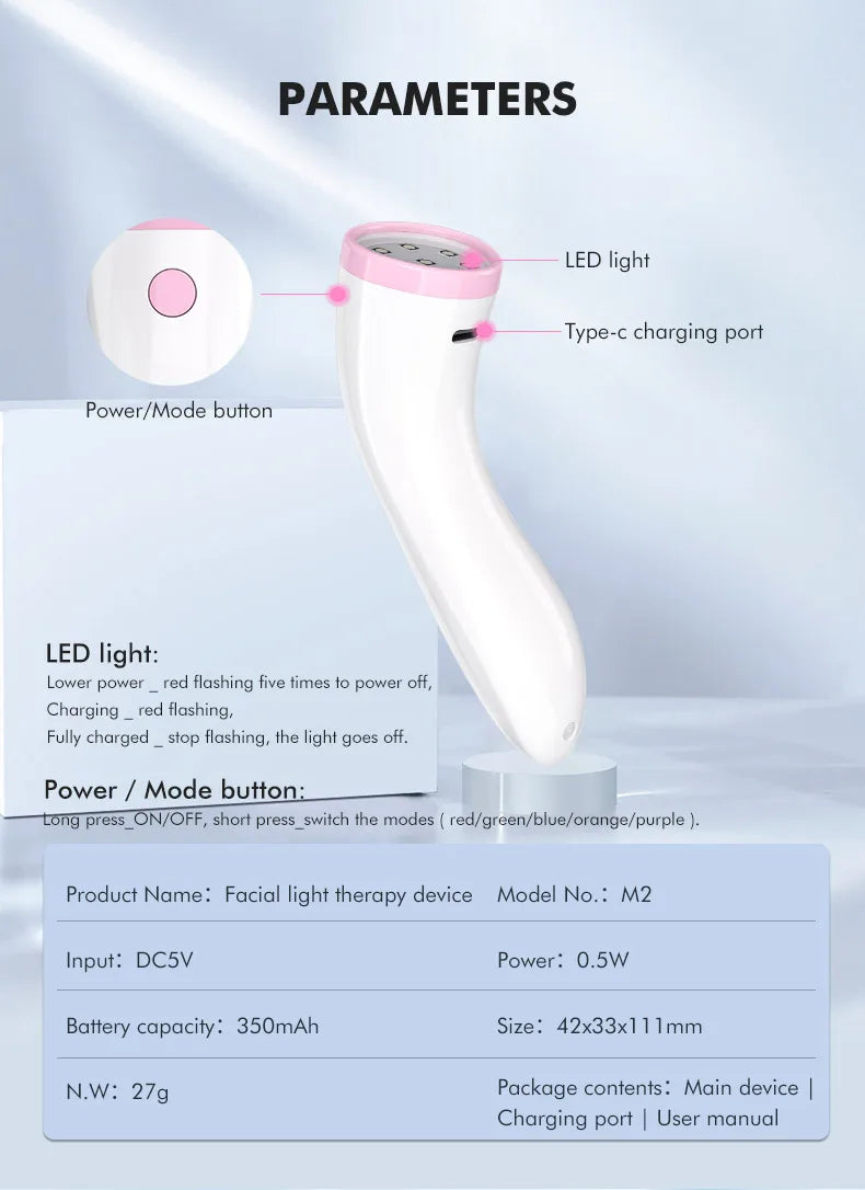 New RF UV Facial Led Red & Blue Acne Spot Treatment Home Use RF Beauty Device Equipment Wand Massager Face Light Therapy Machine