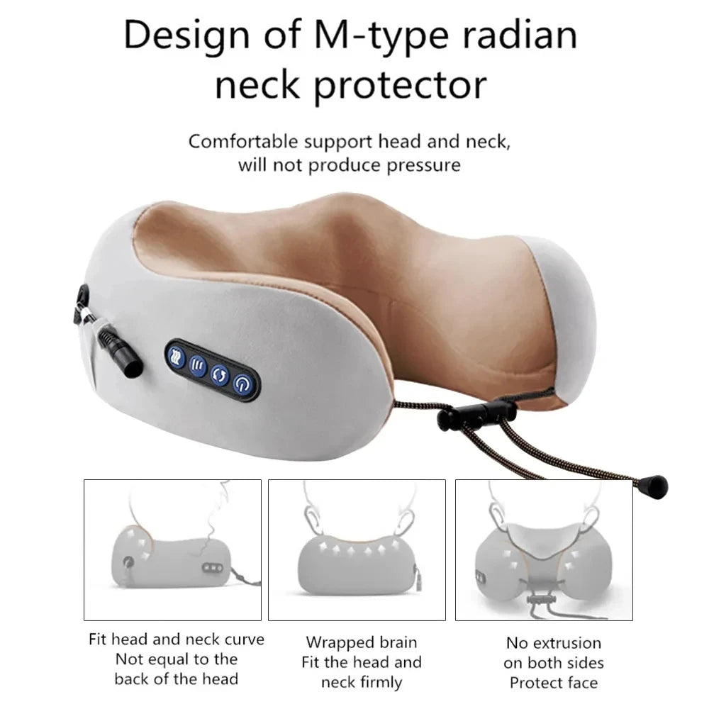 Rechargeable Neck Massager Pillow Multifunctional U shaped Portable Shoulder Cervical Massager Outdoor Home Car Relaxing Massage