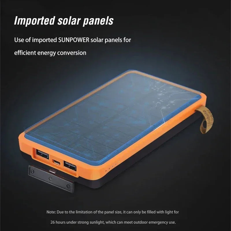 200000mAh Portable Solar Power Bank USB Super Fast Charging Folding Solar Panels Outdoor Camping Waterproof Sun Power For iPhone
