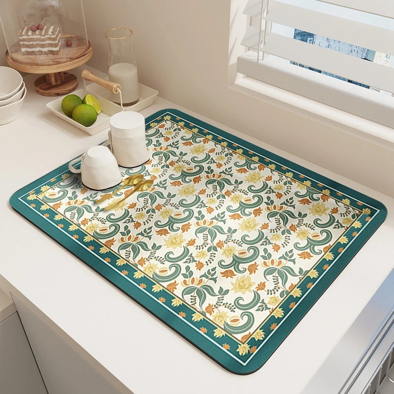 Kitchen Drying Mat Quick Dry Coffee Mat Absorbent Dish Placemat Anti Slip Table Cup Drying Mats Table Decoration Accessories