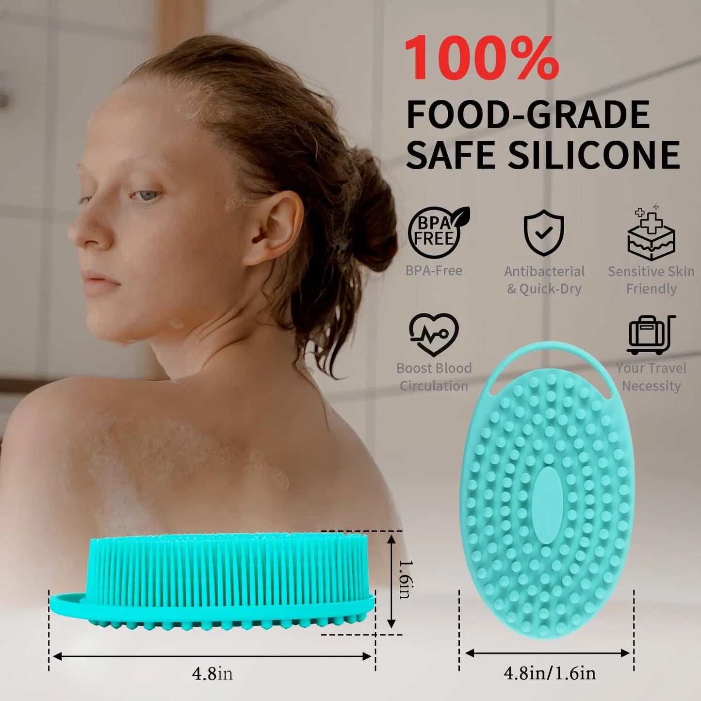 2 in 1 Soft Silicone Body Brush Wash Bath Shower Exfoliating Skin Fit For Baby Bath Shampoo Facial Massage Brush