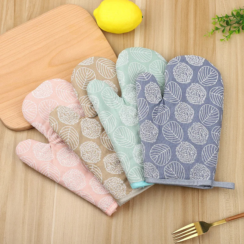2 Pieces Thick Heat Resistant Gloves, Microwave Oven Gloves, Anti-scalding Printed Gloves Kitchen Baking Oven Gloves