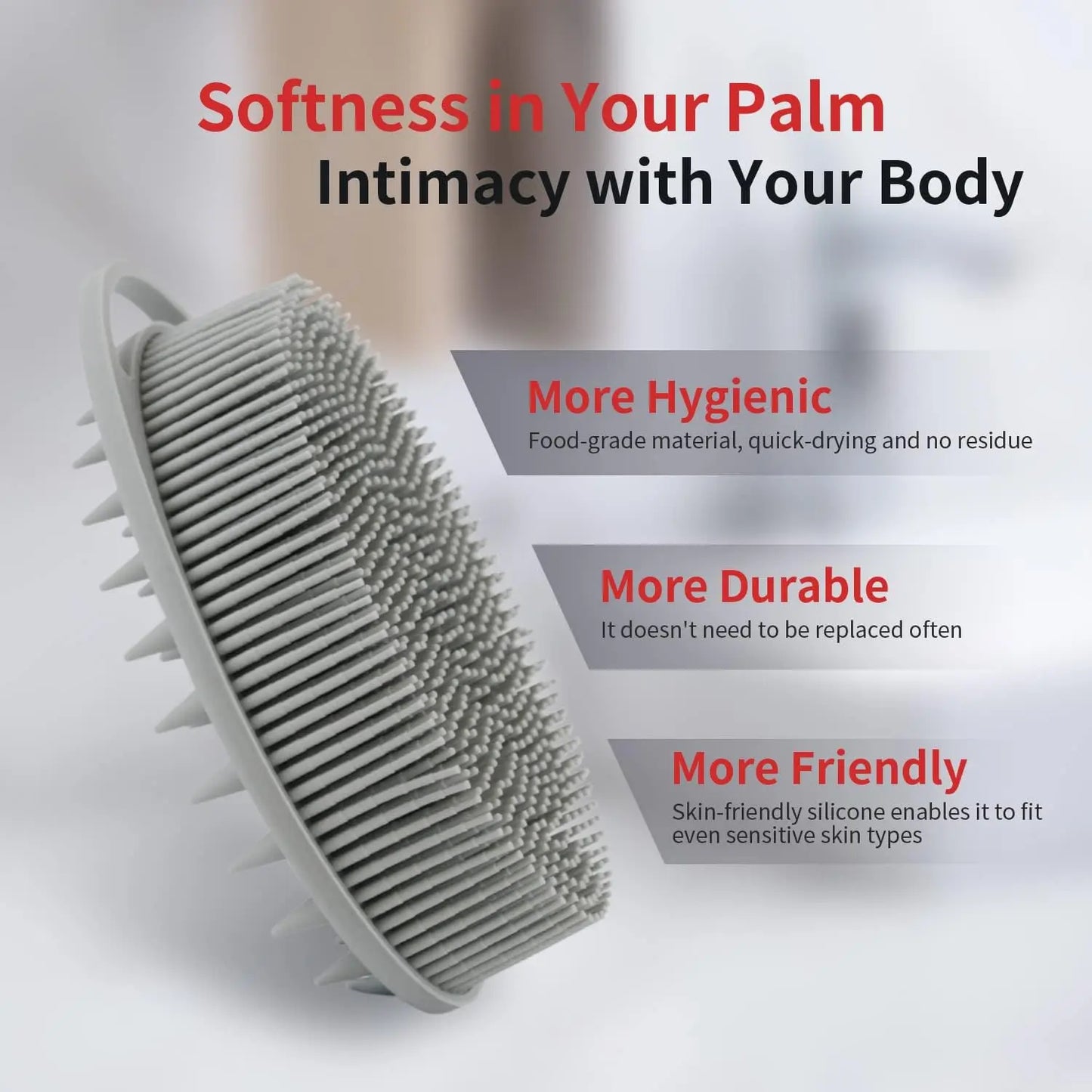 2 in 1 Soft Silicone Body Brush Wash Bath Shower Exfoliating Skin Fit For Baby Bath Shampoo Facial Massage Brush