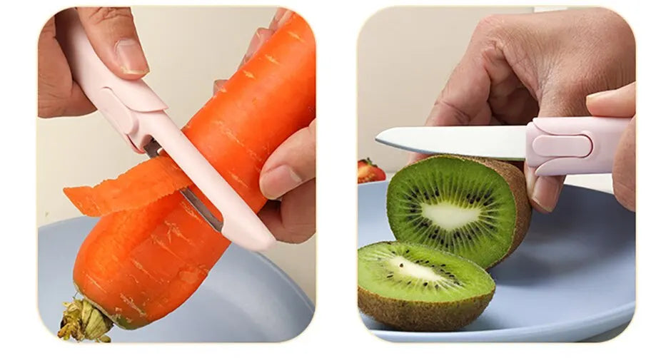 Two in One Peeler Stainless Steel Fruit Peeler Kitchen Knife Double Ended Melon Peeler Kitchen Cooking Tool