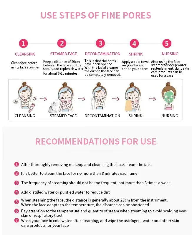 Face Steamer Humidifier Hot & Cold Nano Mist Sprayer SPA Facial Nebulizer Steamer Moisturizing Beauty Device Face Skin Care