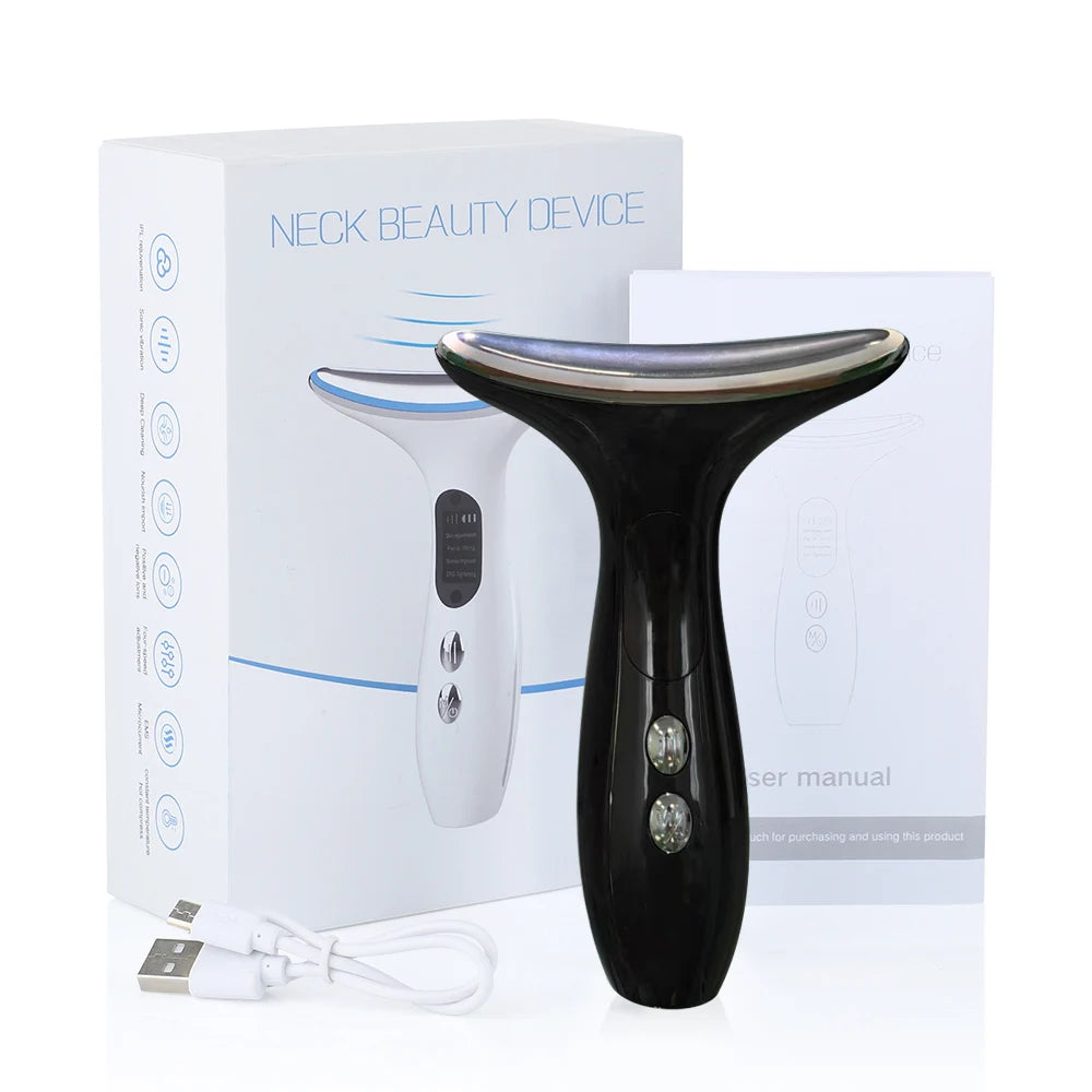 3 Modes Neck Beauty Device EMS Face Lifting Machine Double Chin Remover LED Anti Wrinkle Skin Tightening Facial Massager
