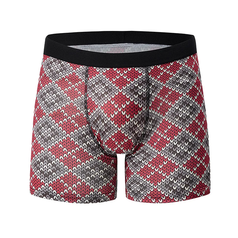 6 Pcs Parent-child Fashion Printed Underwear Men's Multi-size Long Boyshort Teenagers Comfortable And Versatile Elastic Waist S