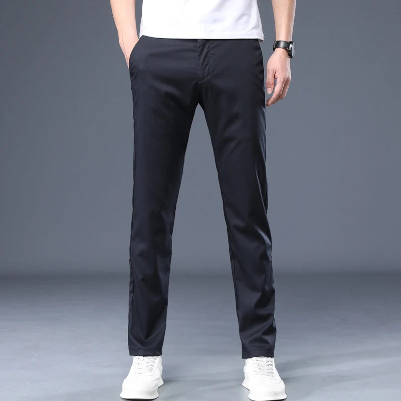 Summer Modal Fabric Men's Thin Casual Pants Classic Business Fashion Regular Fit Stretch Soft Trousers Male Brand Clothes