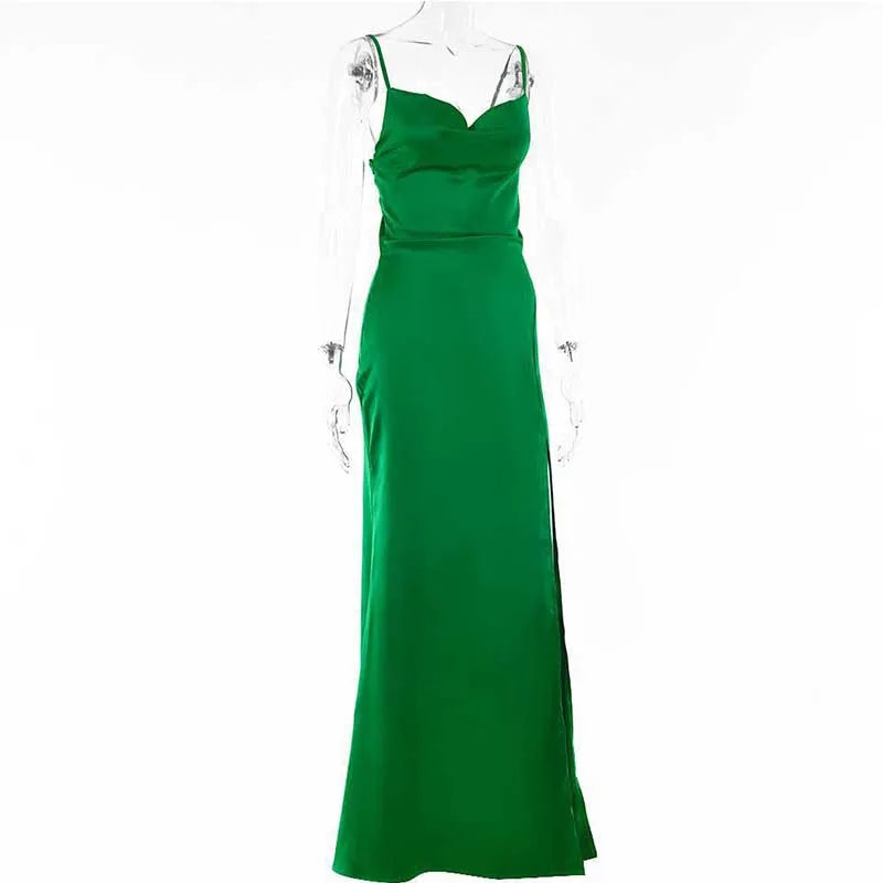 BIG PROMOTION Y2K Retro European and American New Sexy Strap Open Back High Split Long Dress Evening Dress Celebrity Dress