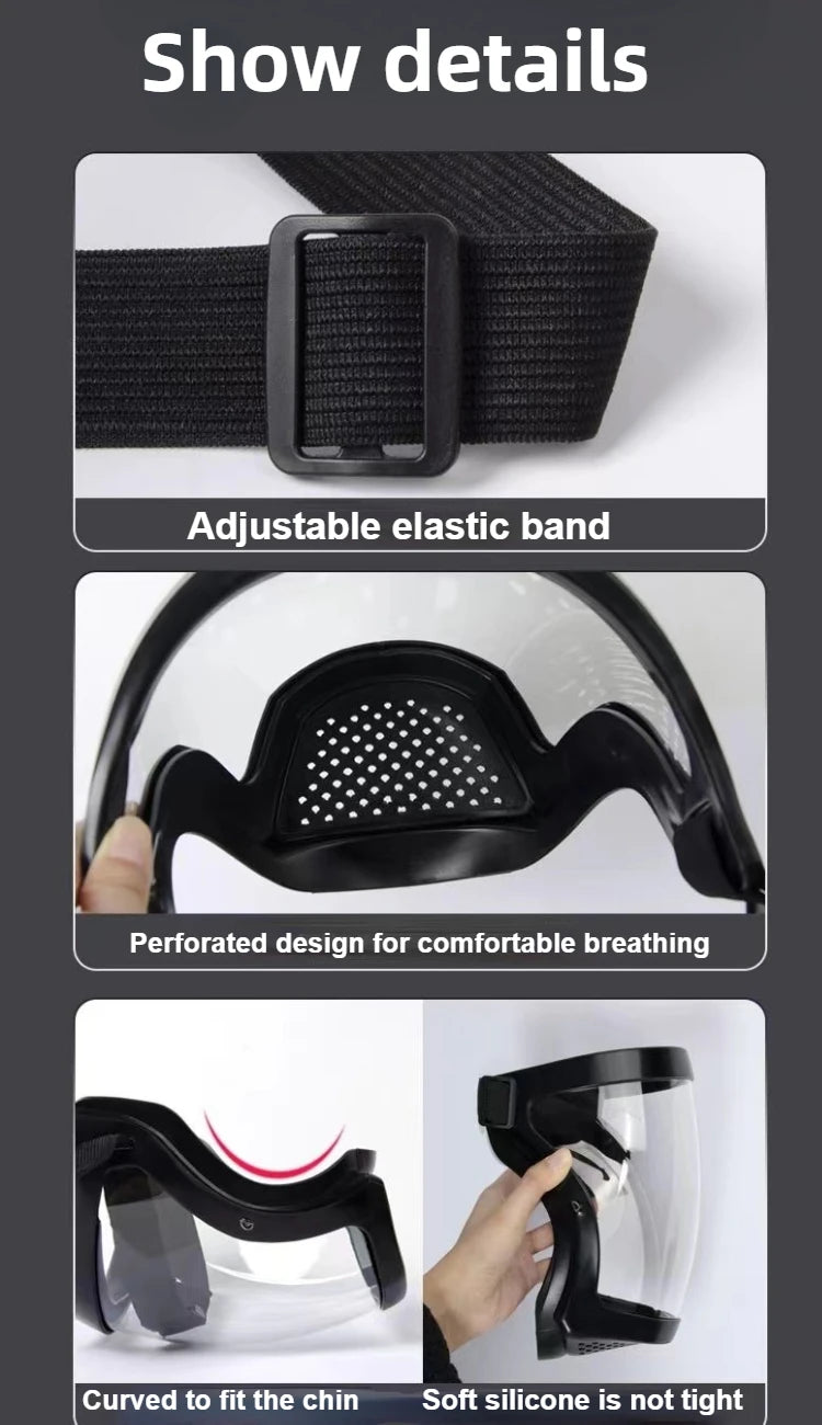 Transparent Security Protection Shield Full Face Shield for Kitchen Tools Oil-splash Proof Moto Cycling Windproof Glasses Mask