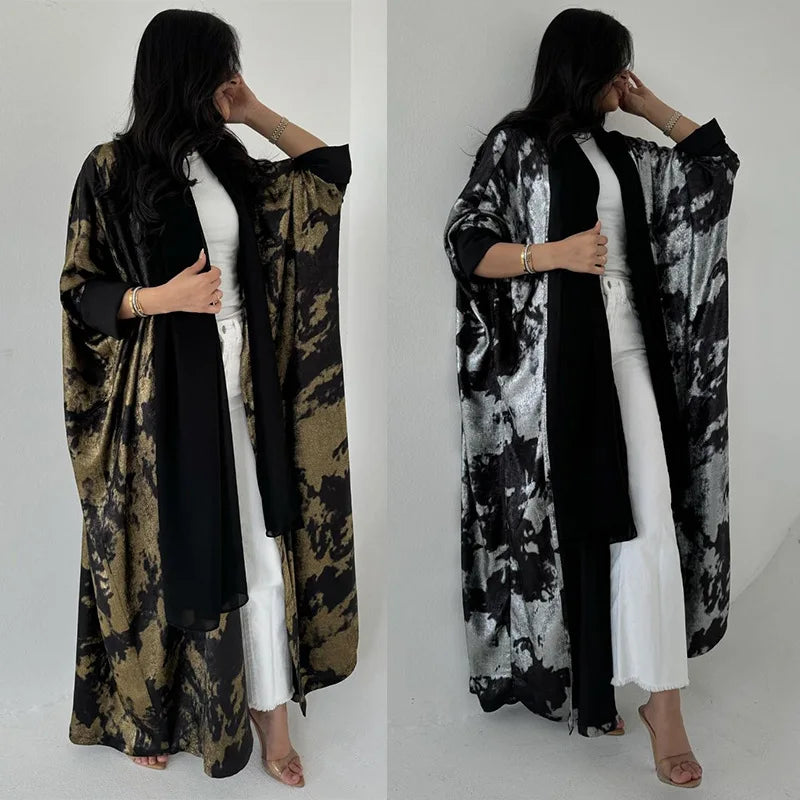 Eid Muslim Abaya for Women Print Ramadan Cardigan Jalabiya Turkey Long Dress Morocco Kaftan Long Abayas Dubai Robe Caftan 2024