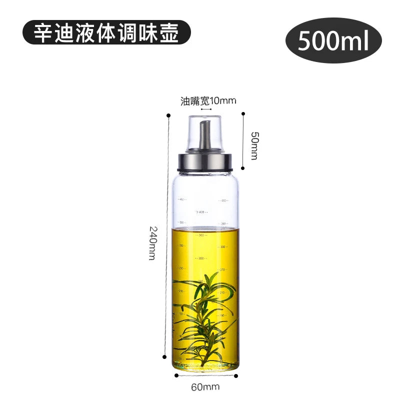 Holaroom Durable High Borosilicate Glass Oil Bottle Leak-Proof Seasoning Storage Pot Soy Sauce Jar Vinegar Bottle Kitchen Gadget