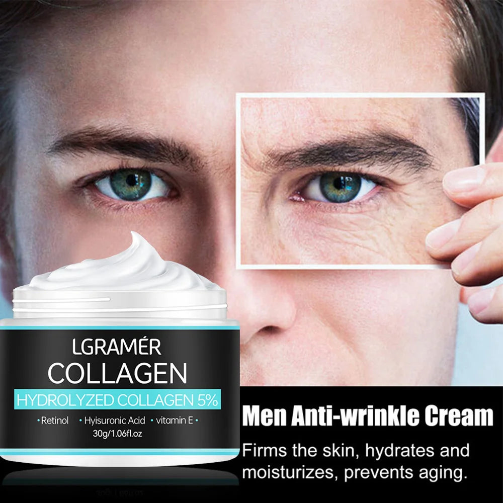 Collagen Face Creams For Men Smoothes wrinkles Firming Moisturizing Hyaluronic Acid Whitening Moisturizer Facial Skin Care 2PCS