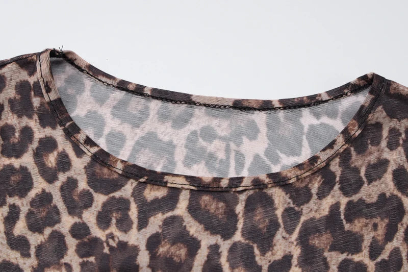 Hawthaw Women 2025 Summer Autumn Long Sleeve Leopard Mesh Party Club Streetwear Bodycon Long Dress Wholesale Items For Business