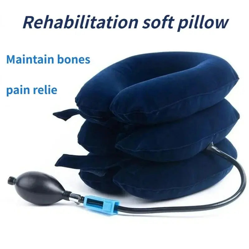 Neck Stretcher Neck Massager Cervical Support Pillow Air Pump Inflatable Collar Stretcher Brace Pain Relief Neck Collar Pillow