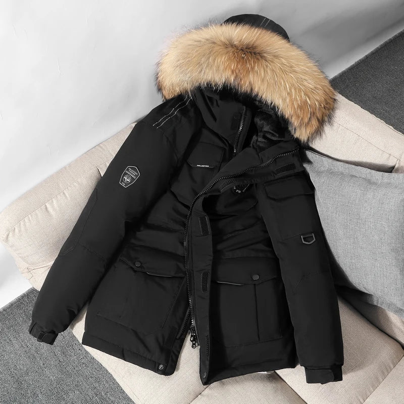 Loose Warm Hooded Down Jacket Handsome Fashion Trend Korean Version of Quality Men's Winter Down Jacket Men's Coat Hooded Down
