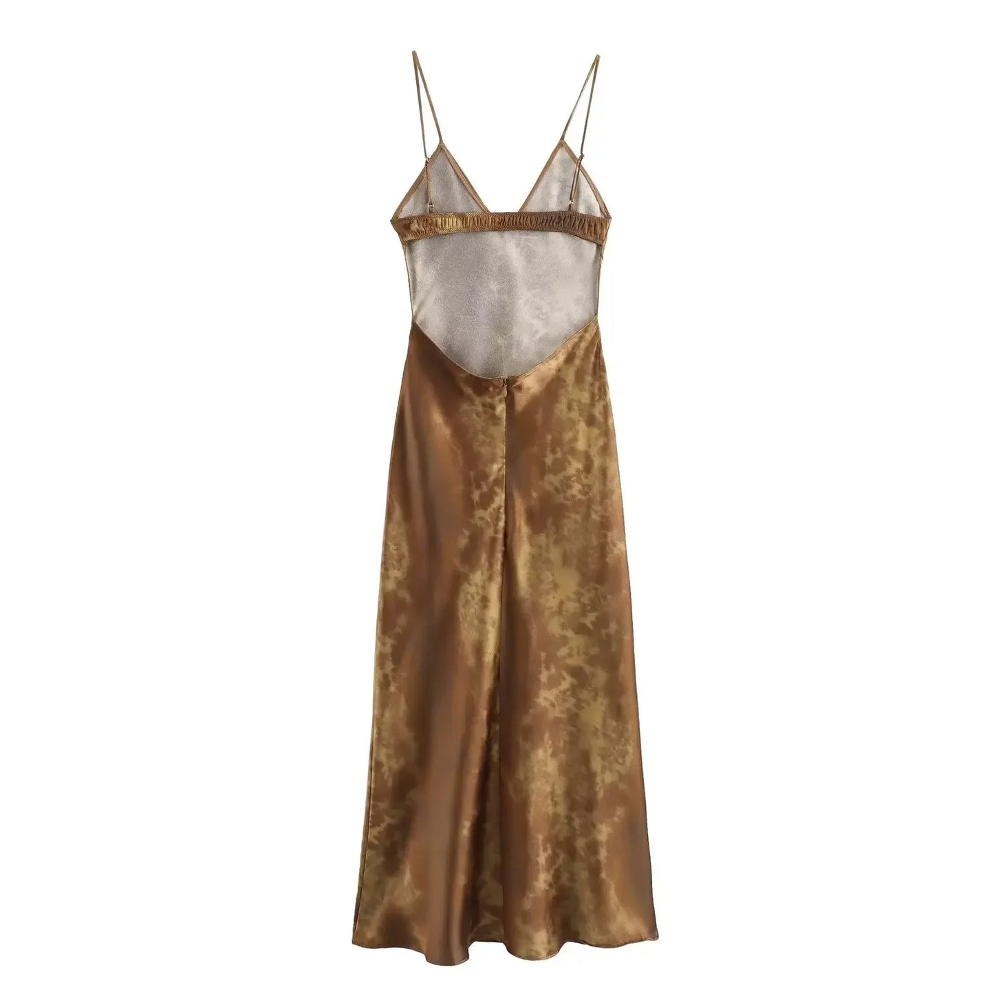Women Fashion Summer New Sleeveless Underwear Style Backless V-Neck Sling Long Dress Chic Female French Elegance Evening