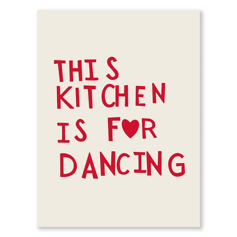 Aesthetic Kitchen Alphabet Wall Art Red Love Phrase Cute Cooking Poster New Wave Simple Canvas Painting Home Kitchen Decoration