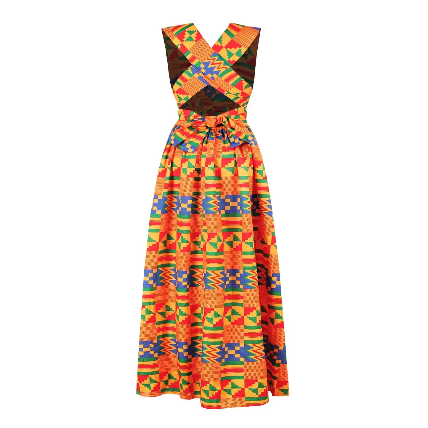 Sexy Sleeveless Dress Women Fashion Off Back African National Print Lady Party Dresses Vintage Casual Long Dress Africa Clothing