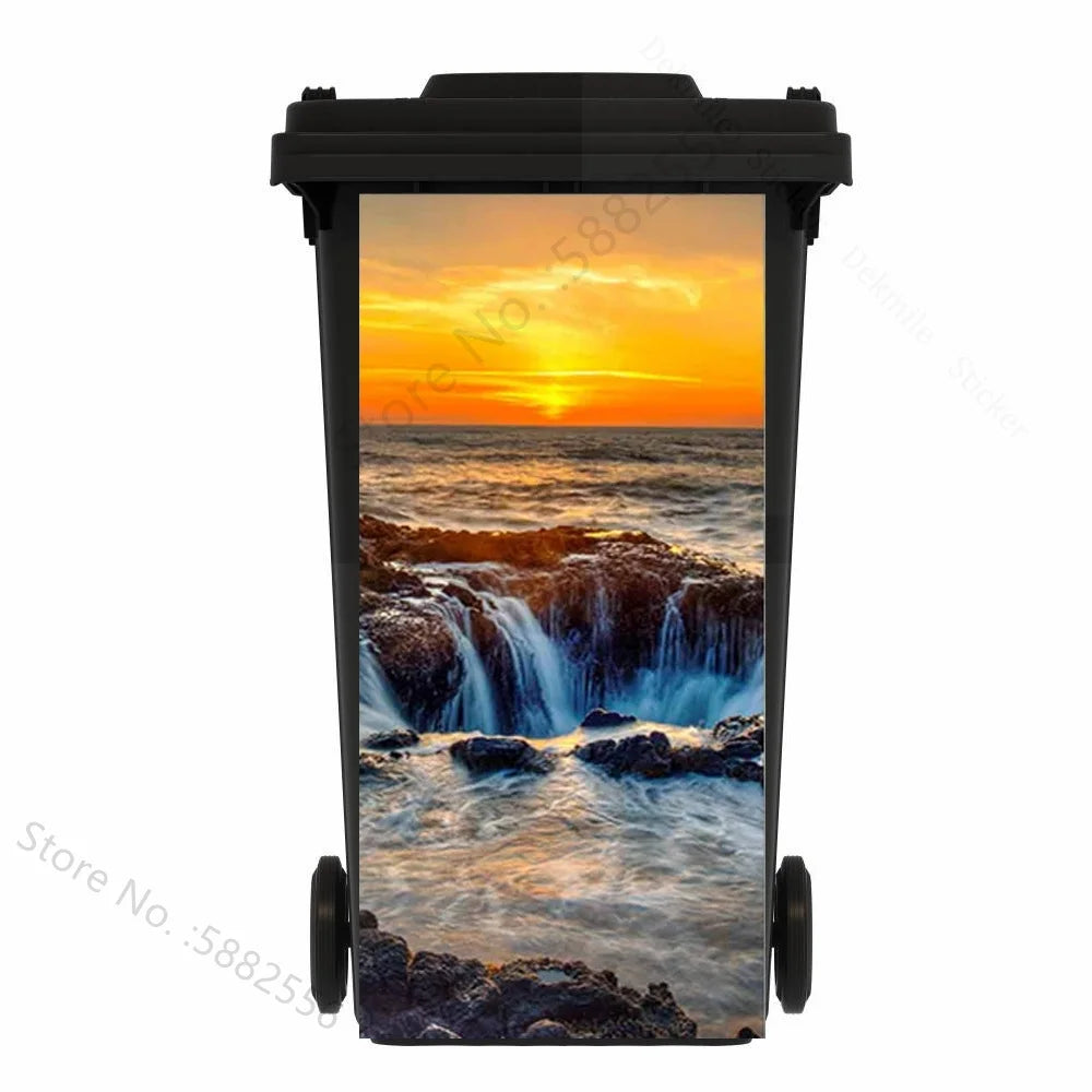 Custom Size Self-adhesive PVC Trash Can Sticker Waterproof Wallpaper Garbage Bin Renovation Cover Decal Mural For Kitchen Decor