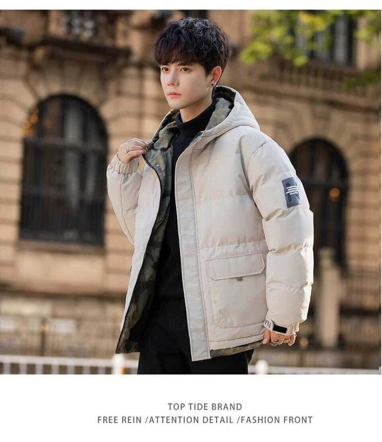 New Winter Men's Jackets Tide Korean Parkas Trend of Padded Thickened Bread Clothing Warm Couples Wear Cotton Coat