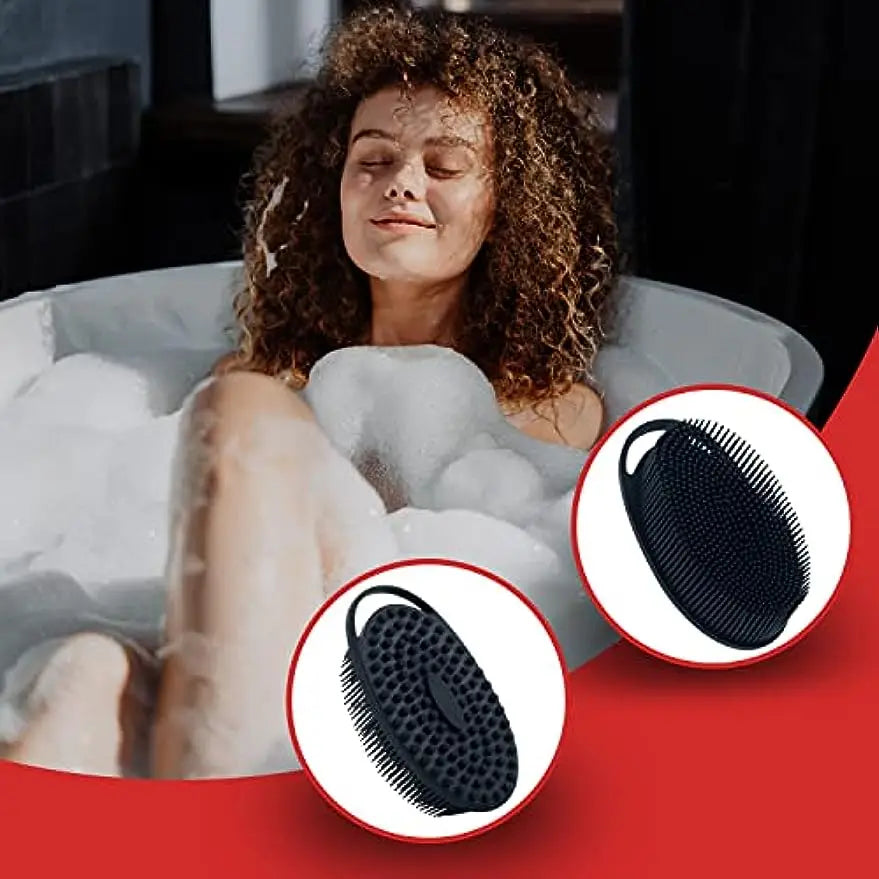 2 in 1 Soft Silicone Body Brush Wash Bath Shower Exfoliating Skin Fit For Baby Bath Shampoo Facial Massage Brush
