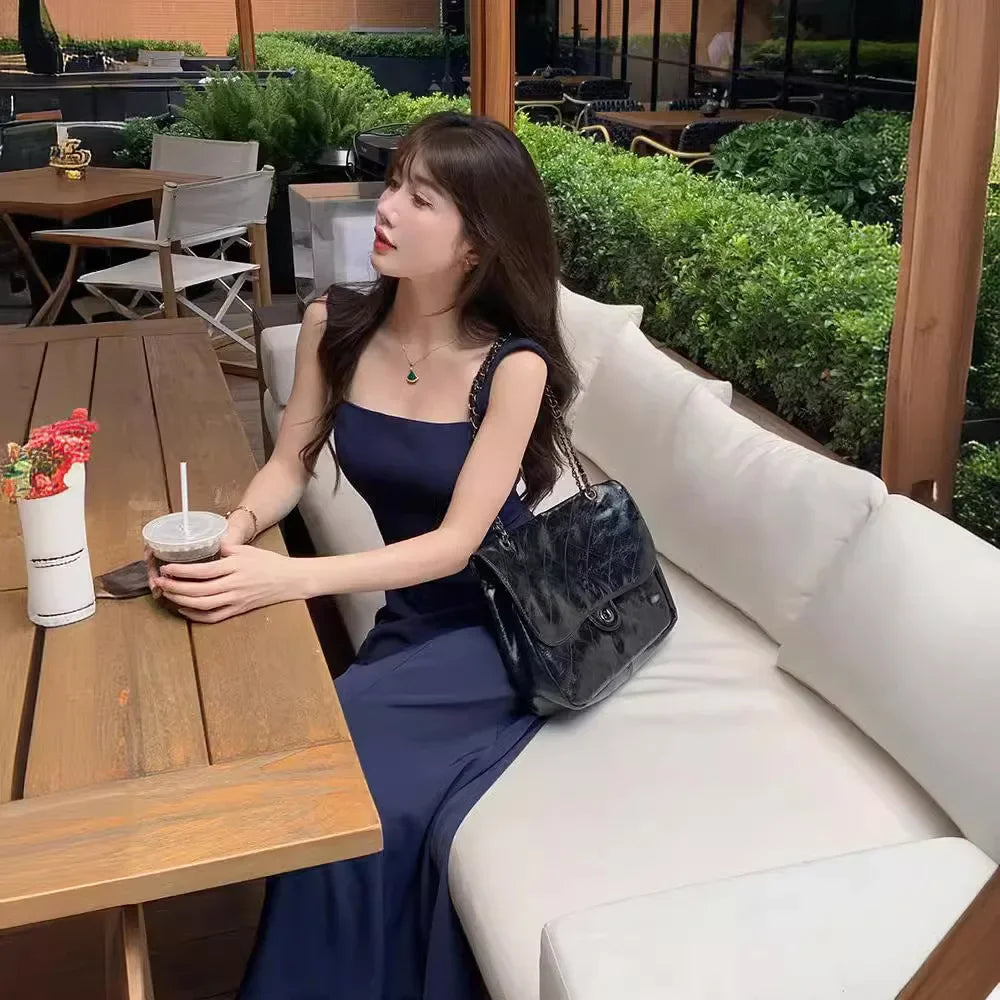 French Tea Break White Strapless Waist-Cinching Summer Hot Sale Of The Season New Small Size A- Line Long Dress Women's Fashion