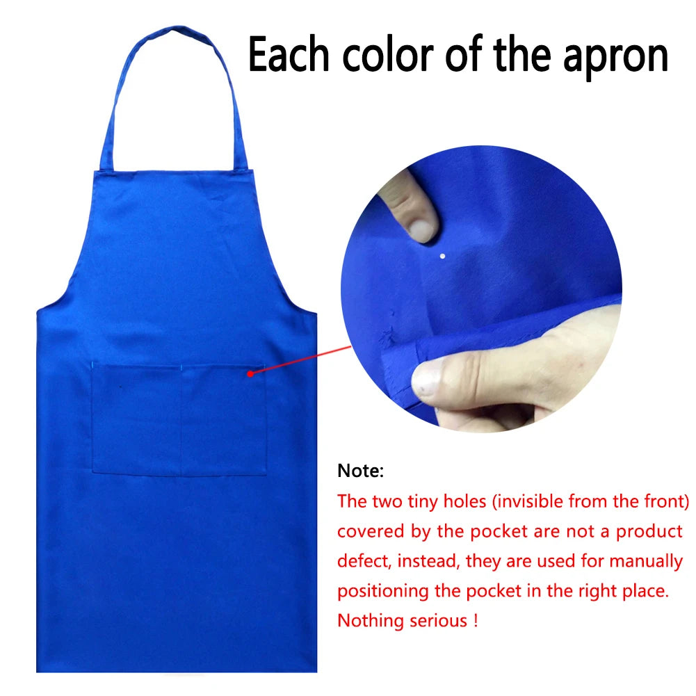 Polyester+ Cotton Blend Sleeveless Apron Black Red Coffee Orange Anti-wear Cooking Kitchen Bib Women Men Aprons With Big Pocket