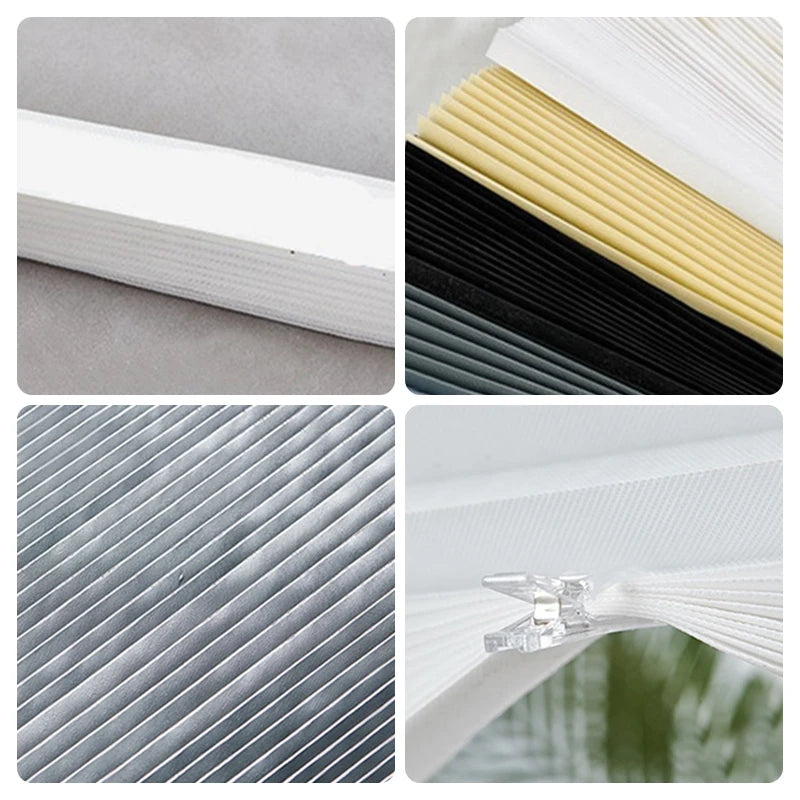1pc Self-Adhesive Curtains Non-Woven Pleated Blinds Folding Curtains For Kitchen Balcony Bedroom Shades Blackout Curtains