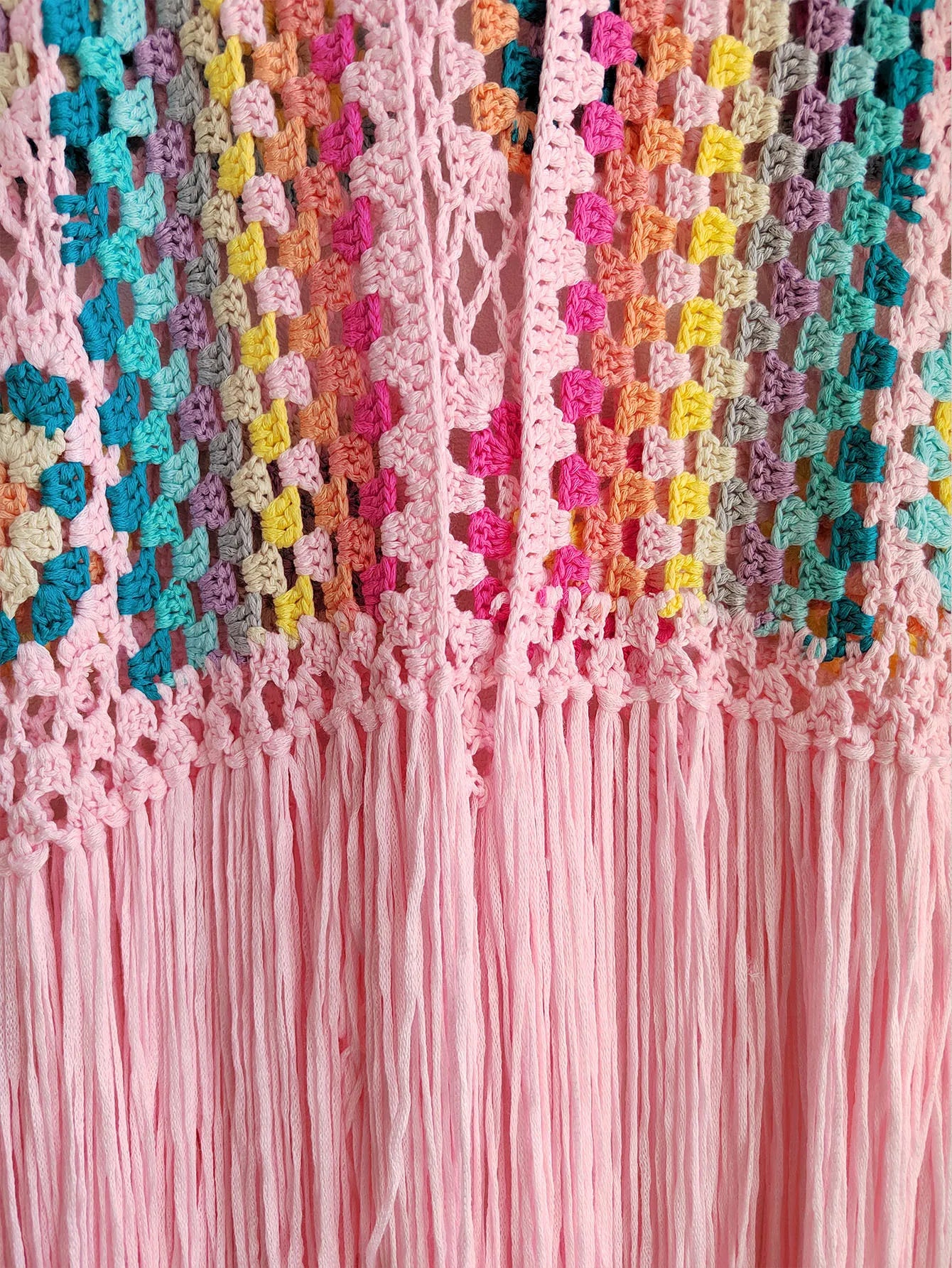Crochet Knitted Women Cardigan Cover Ups Tassel Plaid Long Coat Bohemian 2023 Summer Beach Bikini Covers Sexy Hook Vestidos