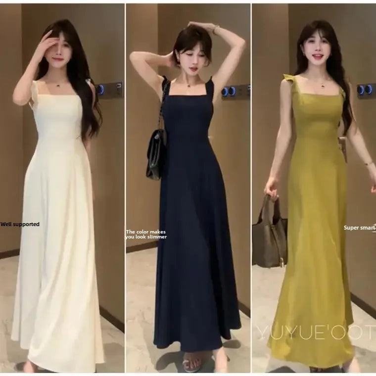 French Tea Break White Strapless Waist-Cinching Summer Hot Sale Of The Season New Small Size A- Line Long Dress Women's Fashion