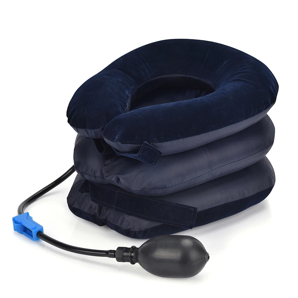 Neck Massager 3 Layer Inflatable Air Cervical Neck Traction Support PainStress Relief Neck Collar Pillow Neck Stretching Brace