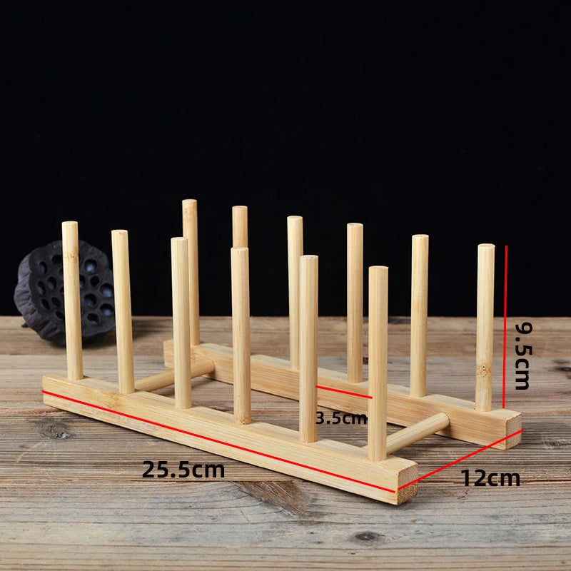 Bamboo Cups Drainer Wooden Dish Draining Rack Plates Holder Kitchen Storage Cabinet Organizer for Dish Cutting Board Pot Lid
