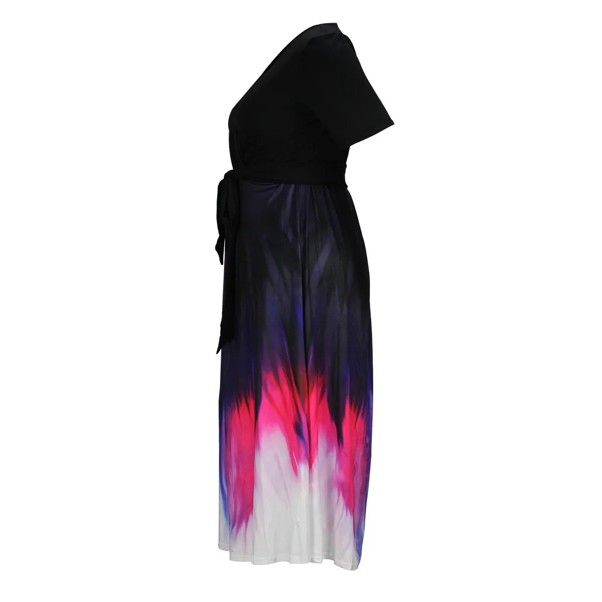 Plus Size Hot Sale Of The Season Elegant Printed Slim Fit Midi Dress with Belt Large Size Splice Long Dress Sexy Half Sleeve ...