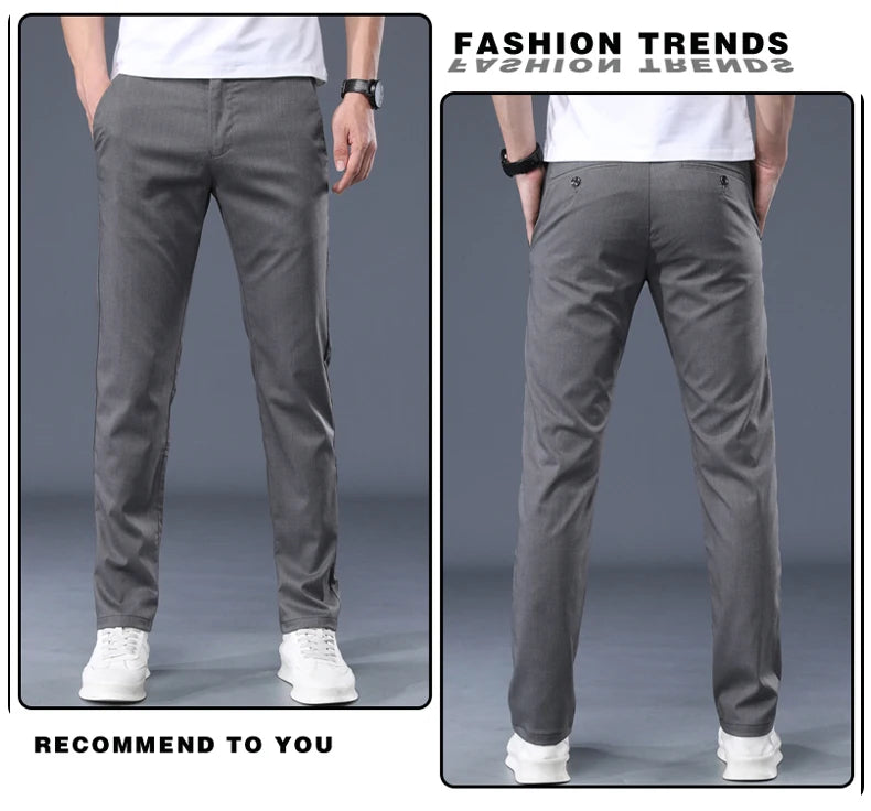 Summer Modal Fabric Men's Thin Casual Pants Classic Business Fashion Regular Fit Stretch Soft Trousers Male Brand Clothes