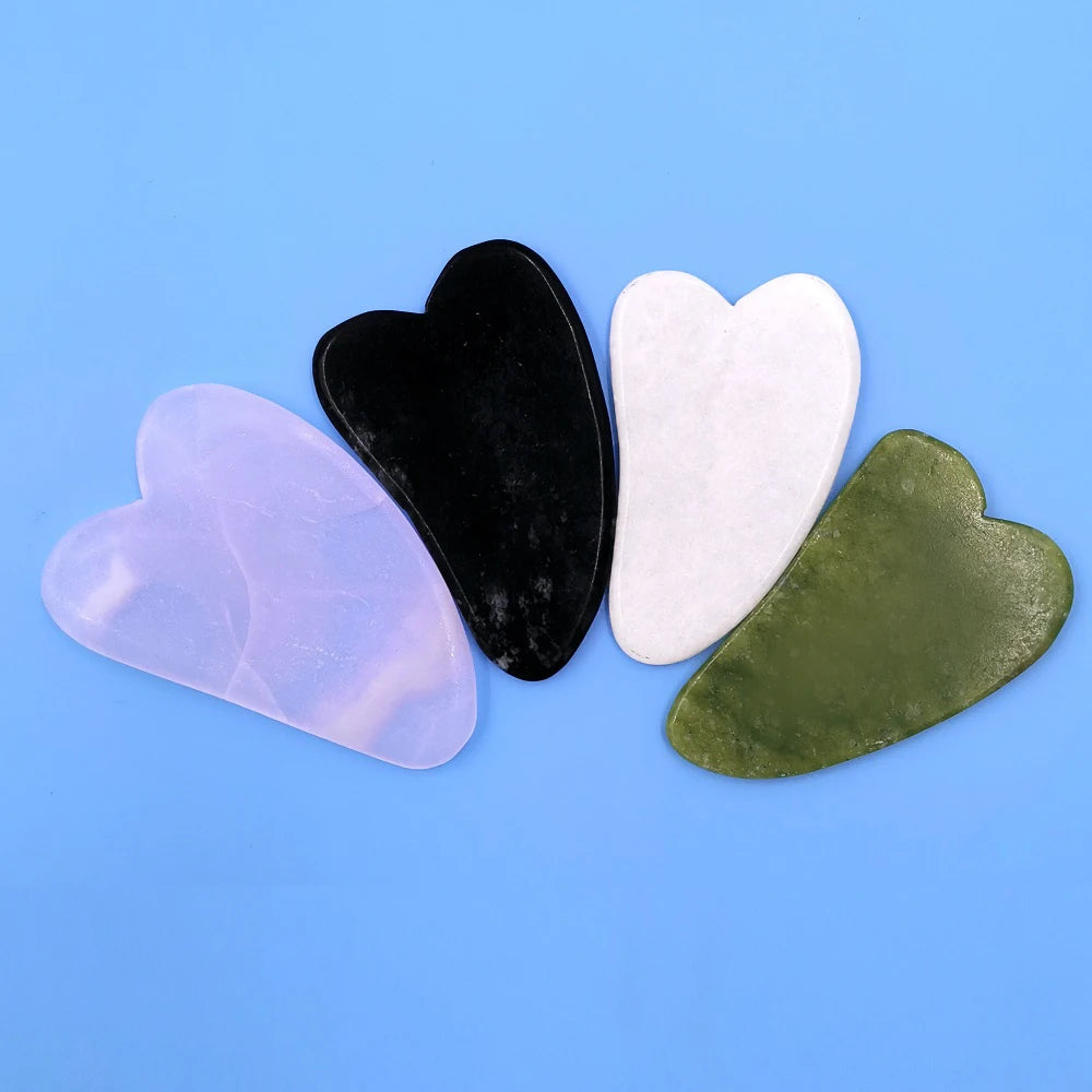 Natural Stone Jade Gouache Scraper Rose Quartz Facial Gua Sha Tools Neck Massager for Face Lifting Wrinkle Remover Beauty Health