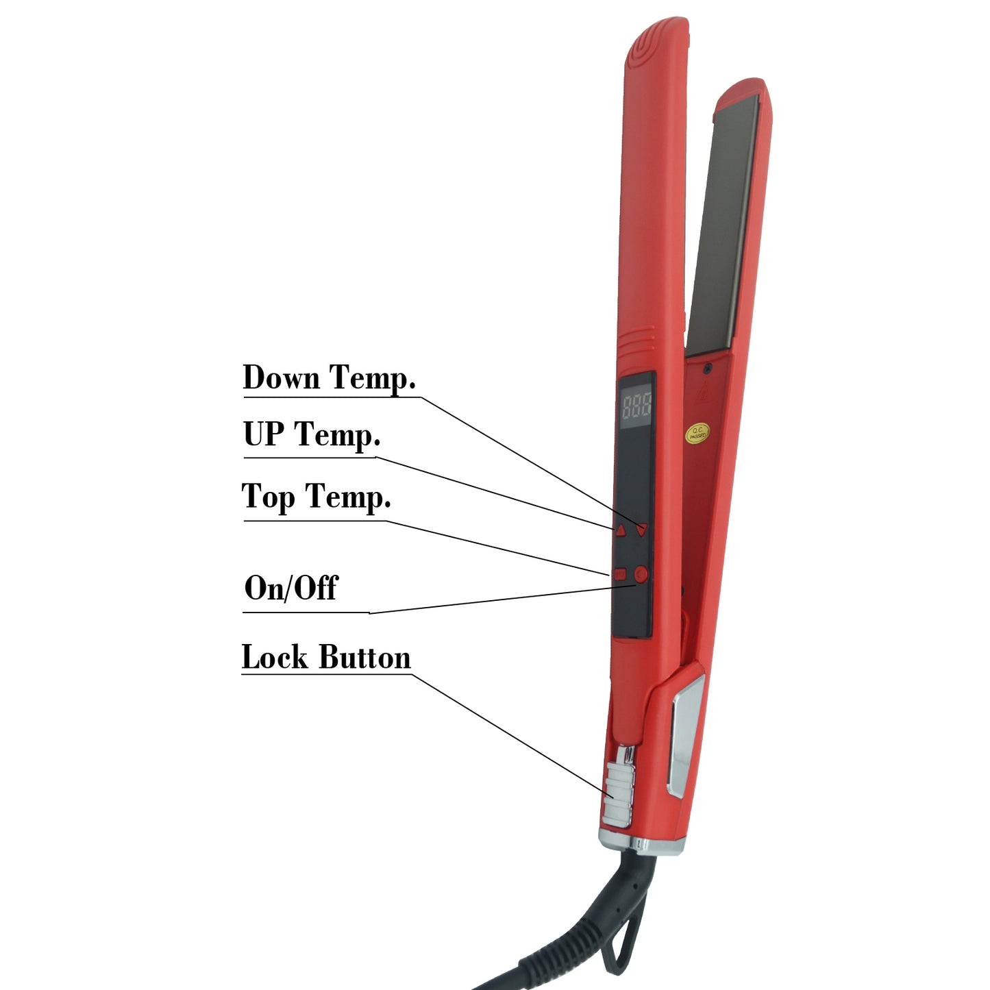 Professional Titanium Hair Straightener with Digital Display - Dual Voltage 110V-220V, 70W High-Power, Ergonomic Design & Adjustable Heat Settings for Men & Women, Hair Styling Tool, Sleek Styling Appliance, Adjustable Heat S