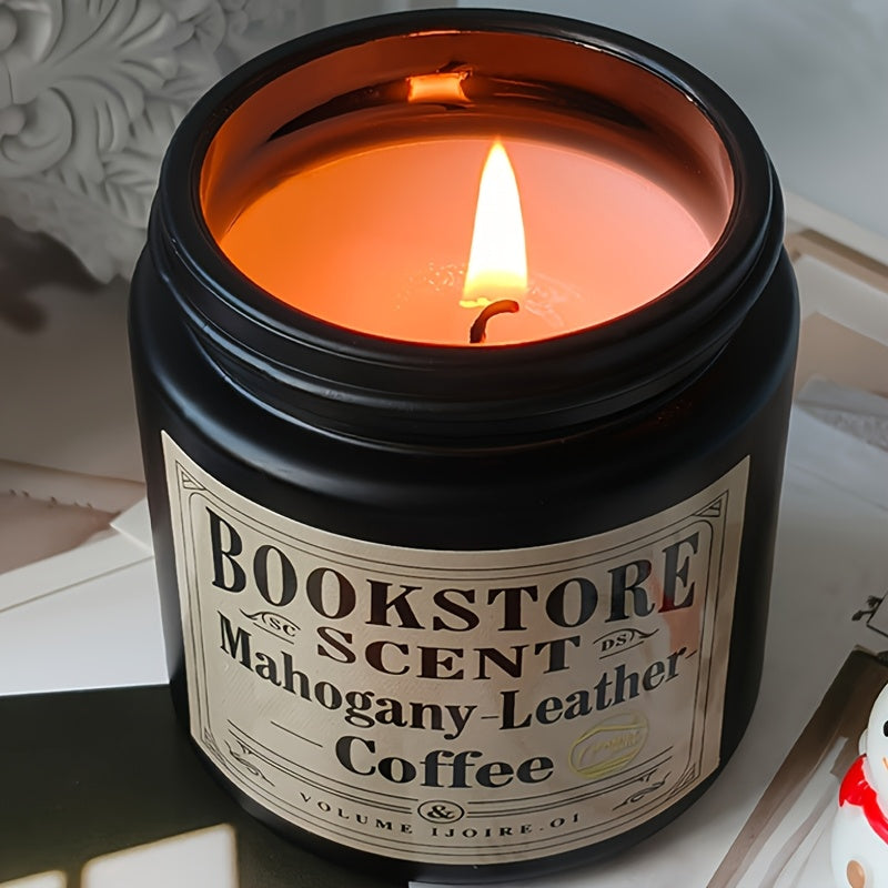 Redwood Scent + Leather Scent + Coffee Scent Candle, 100g/3.52oz, 6.35cm/2.5in Tall, 5.99cm/2.36in Diameter, Home Decor, Premium Soy Wax, Suitable for Work and Study Candle Companion, Unisex Gift