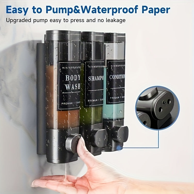 3-in-1 Shower Organizer - No-Drill Installation, Space-Saving Bathroom Storage, Large Capacity Shampoo/Conditioner/Body Wash Dispenser with Modern Design - Phthalate-Free & Leak-Proof for Home, Hotel, Salon - Bathroom Organizer, Shower Accessories